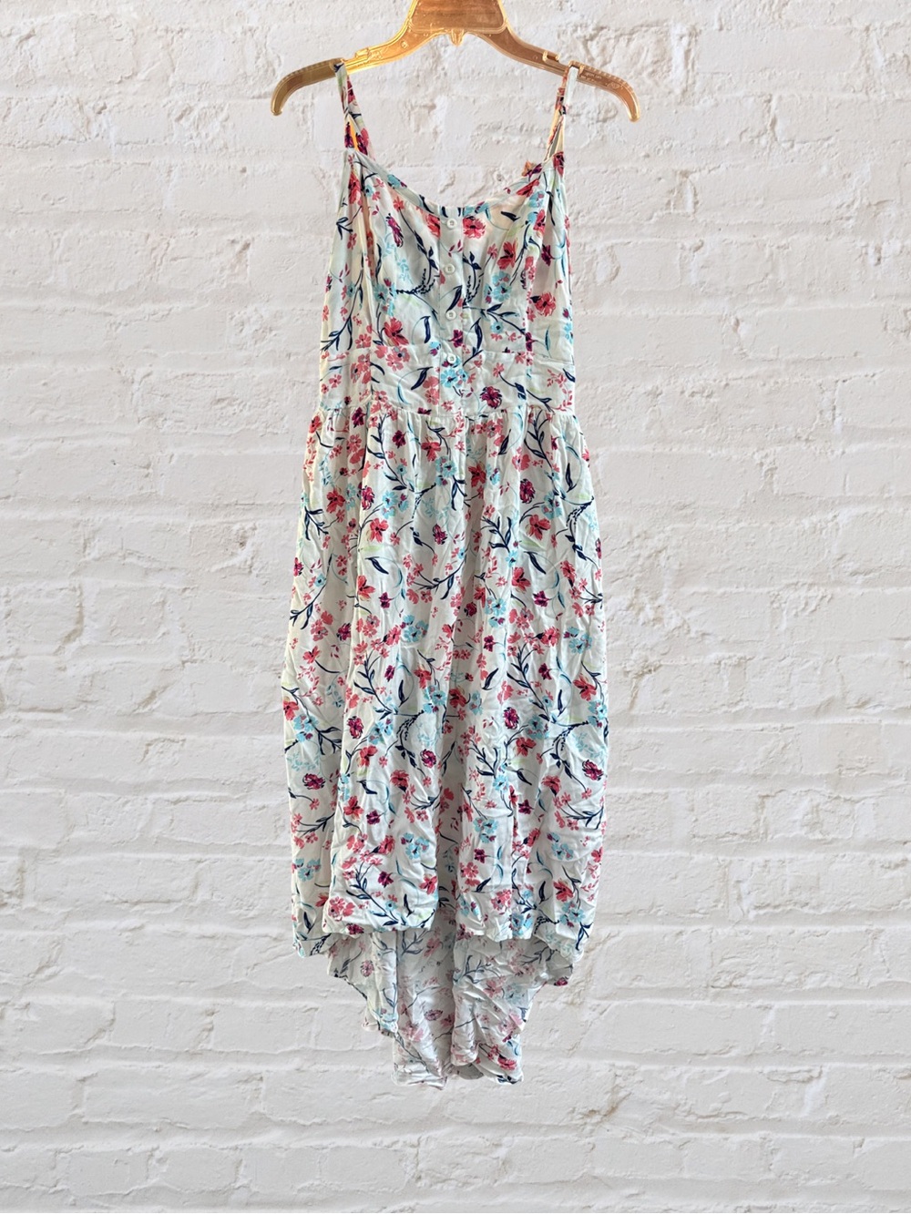 torrid White Floral Button-Front Sundress with Pink and Navy Accents